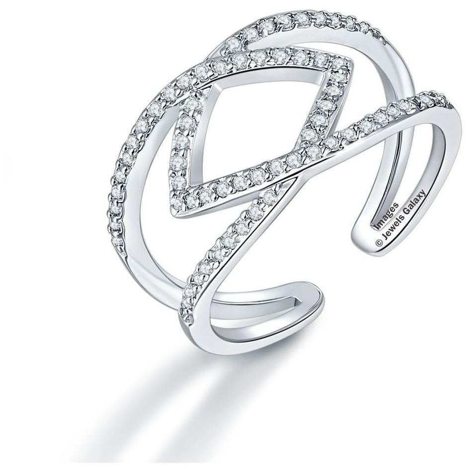 

Jewels Galaxy Luxuria Edition Sparkling AAA American Diamond Designer Platinum Plated Stunning Ring For Women Girls