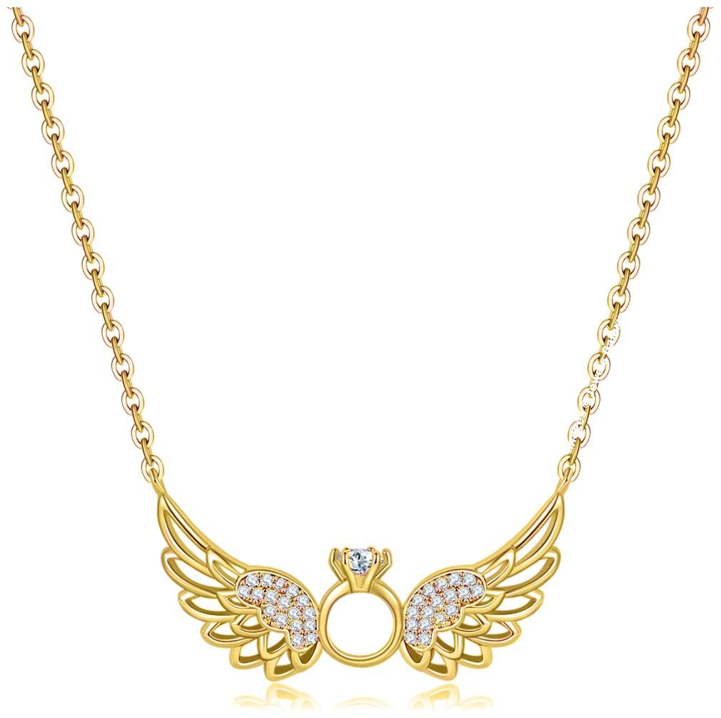 

Jewels Galaxy Elegant Austrian Diamond Feathers Design Gold Plated Pendant For Women Girls
