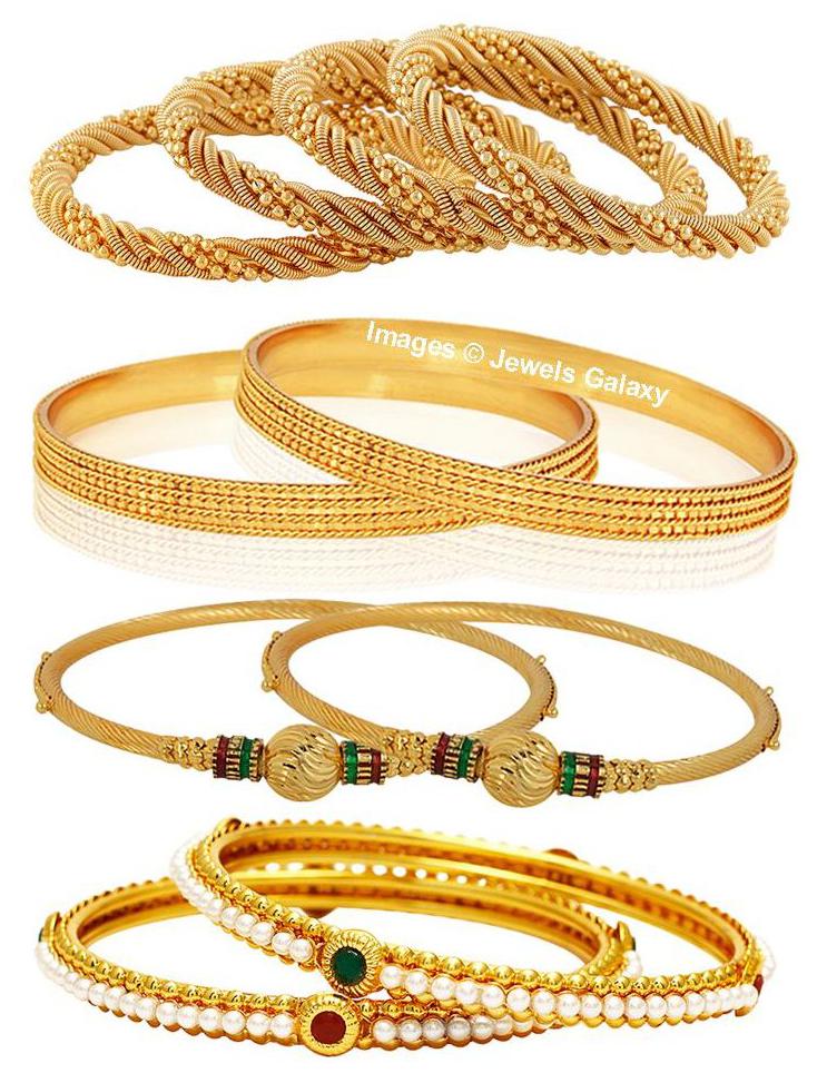 

Jewels Galaxy Elegant Combo of Gold Plated Plain Bangles Meenakari Bangles Pearl Bangles- Combo of 4