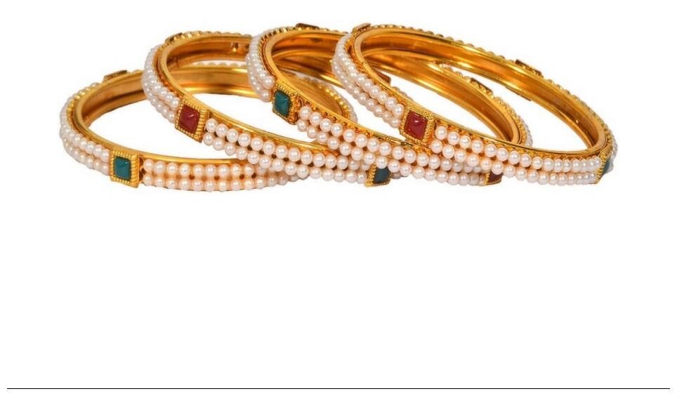 

Jewels Galaxy Designer Pearls Bangles Set Of 4