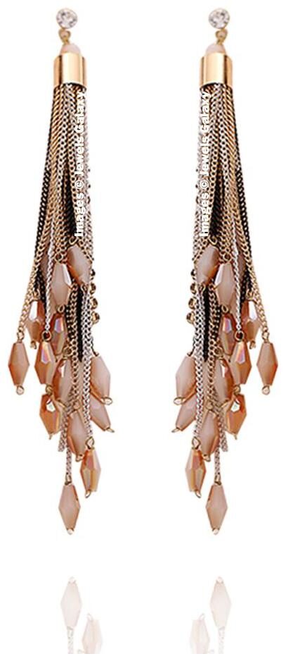 

Jewels Galaxy Exclusive Luxuria Lightweight Hook Splendid Pair Of Onyx Studded Fancy Tassel Earrings For Women Girls