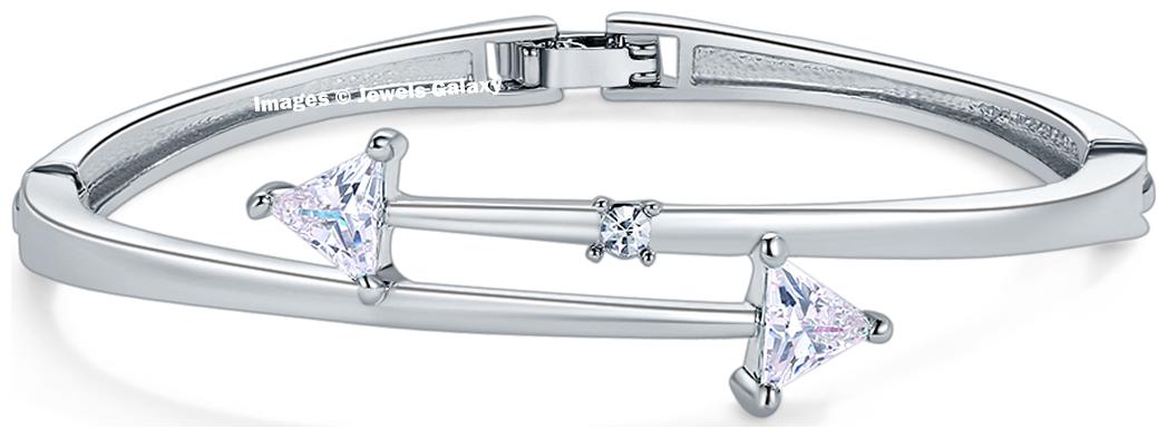 

Jewels Galaxy Brilliant AAA AD Arrow Design Luscious Rhodium Plated Silver Charm Bracelet For Women Girls