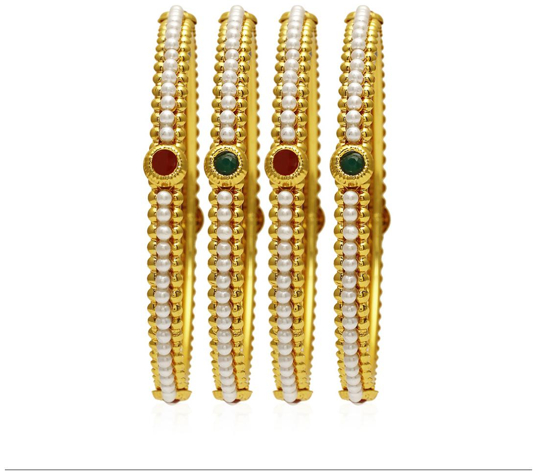 

Jewels Galaxy Party Wear Designer Pearls Bangles - Set Of 4