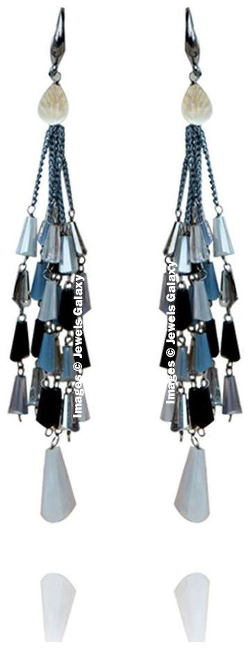 

Jewels Galaxy Luxuria Edition Lightweigt Hook Mesmerizing Pair Of Colorful Onyx Studded Tassel Earrings For Women Girls