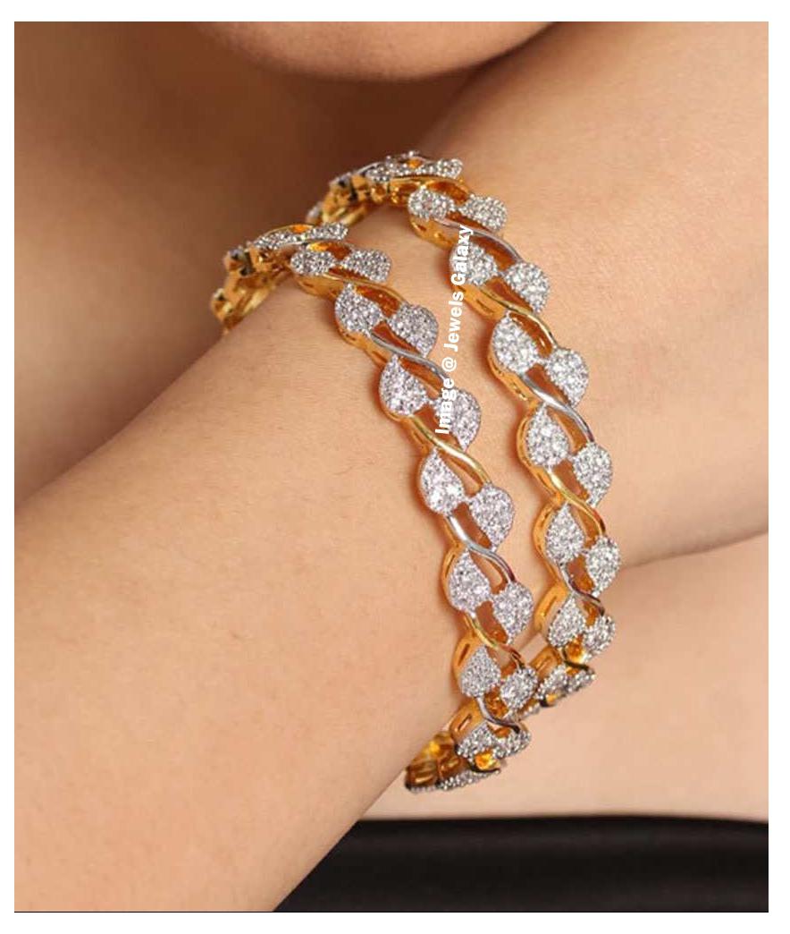 

Jewels Galaxy Incredibly Designed Gold Plated American Diamond Bangles - 1 Set