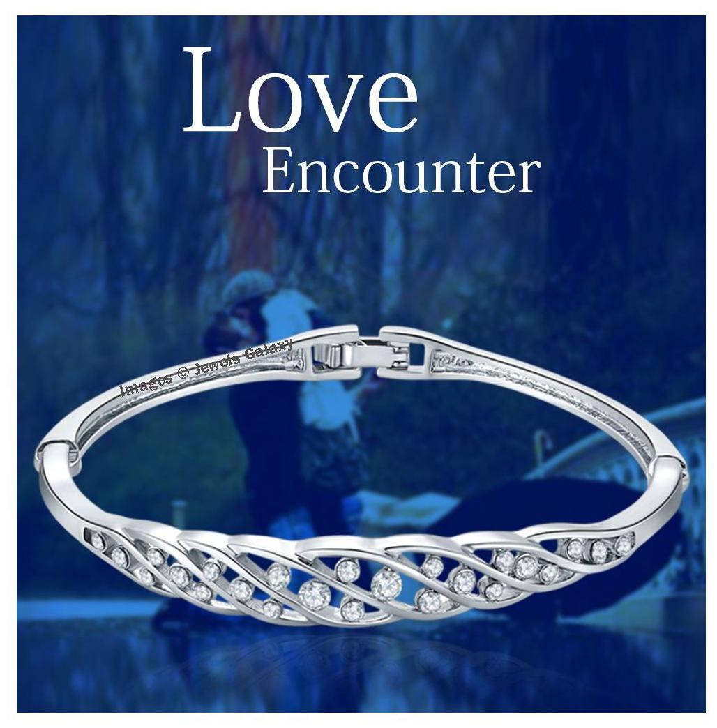 

Jewels Galaxy Exclusive Luxuria Elegant American Diamond Platinum Plated Stunning Designer Bracelet For Women Girls