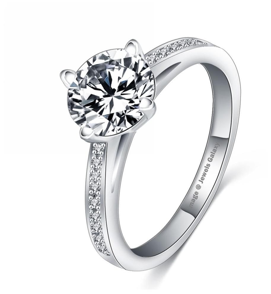 

Jewels Galaxy Luxuria Solitaire High Quality Platinum Plated AAA Zircon Fashion Jewellery Eternity Rings