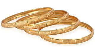Jewels Galaxy Well Crafted Gold Plated Set Of 4 Bangles