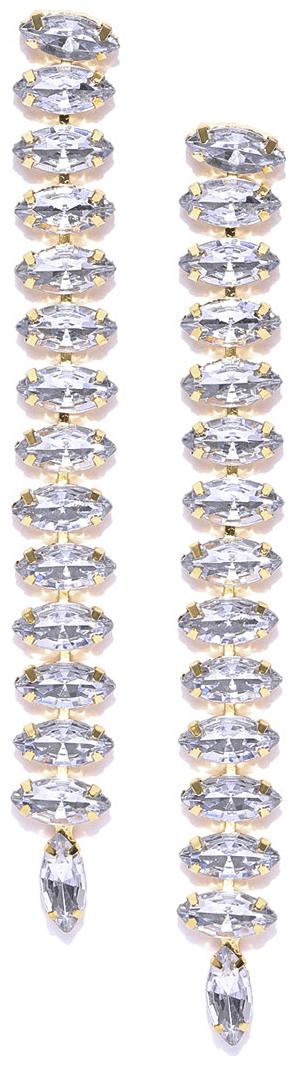 

Jewels Galaxy Amazing Handcrafted Crystal Plushy Long Drop Earrings For Women Girls