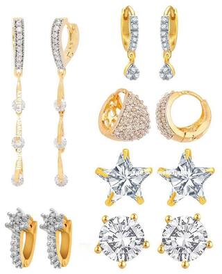 Jewels Galaxy Premium Fancy American Diamond Earrings - Combo Of 6