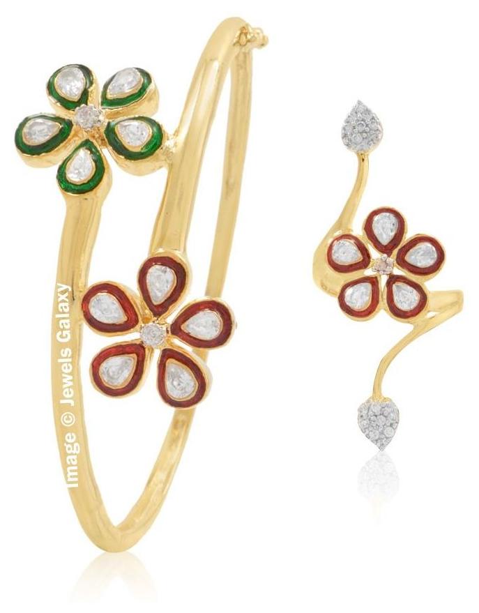 

Jewels Galaxy Combo Of Golden Alloy Bracelet And Ring