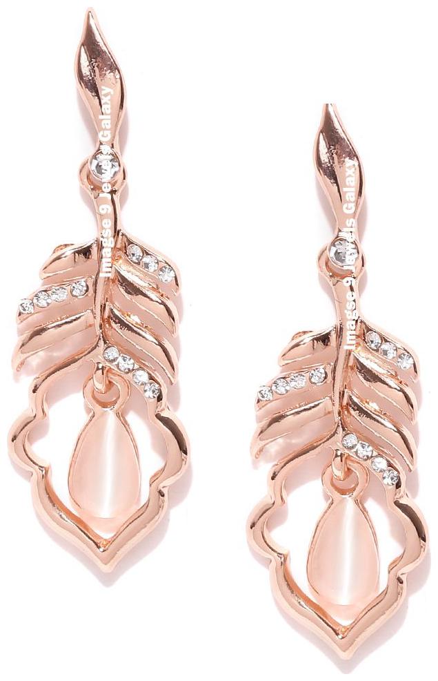 

Jewels Galaxy Exclusive American Diamond Brilliant 18k Rosegold Plated Drop Earrings For Women Girls