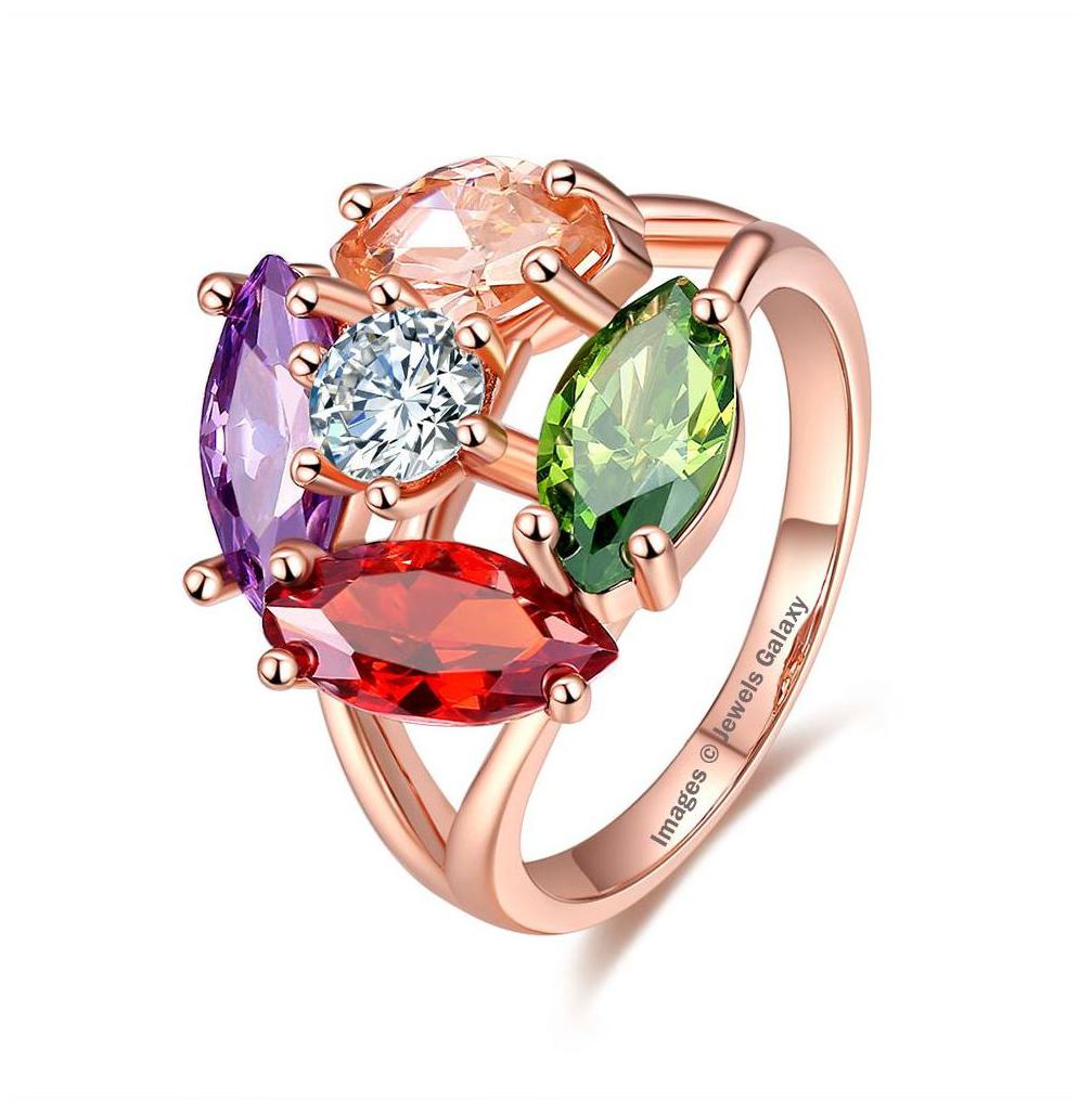 

Jewels Galaxy Exclusive Luxuria Sparkling Colors Vine Swiss Cubic Zirconia Leaf Designer Splendid 18K Rose Gold For Women Girls