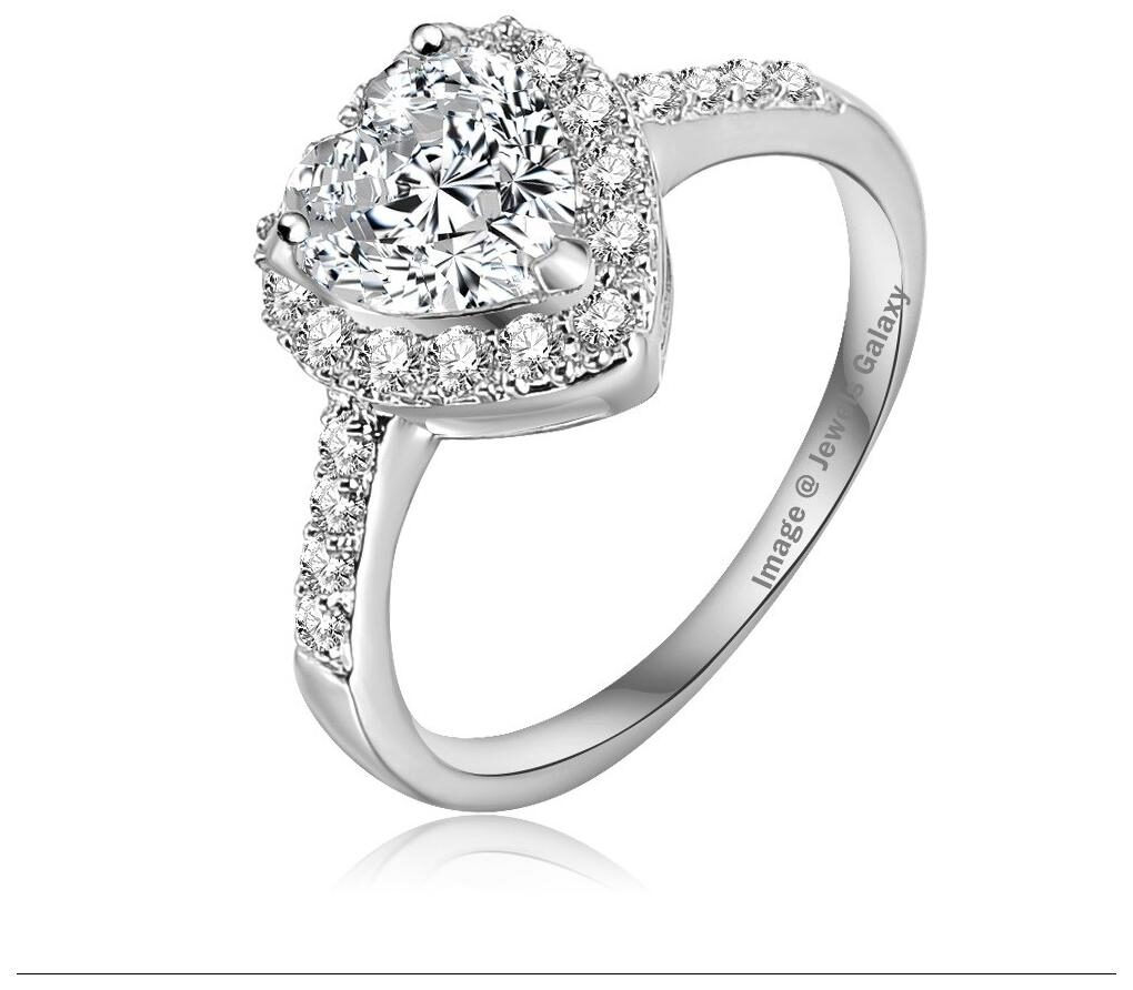 

Jewels Galaxy Luxuria Top Quality Platinum Plated Delicate Rings Princess Wedding Heart Ring For Women Girls