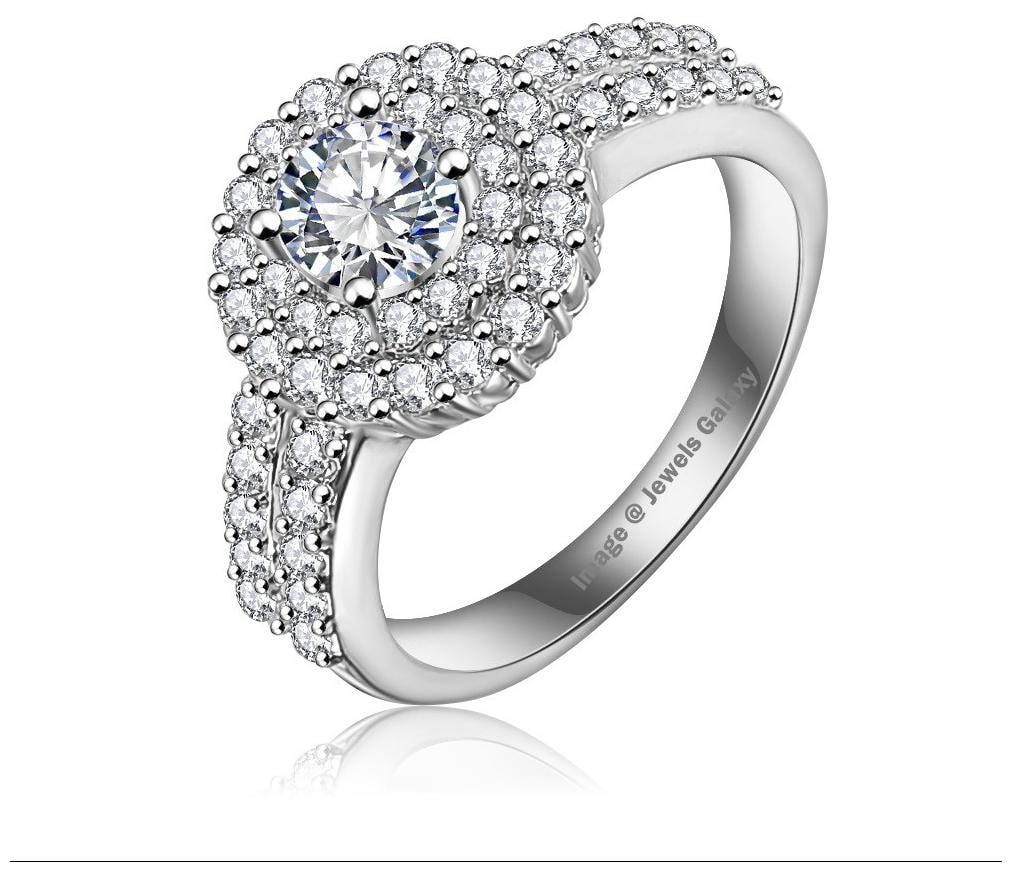 

Jewels Galaxy Luxuria Elegant Queen Ring Real Platinum Plated Round Cut AAA Cubic Zirconia Inlayed Ring