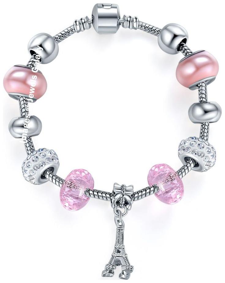 

Jewels Galaxy Crystal Elements Limited Edition Sparkling Eiffel Tower Inspired Pandora Style Marvellous Bracelet For Women Girls