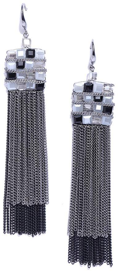 Jewels Galaxy Exclusive Gracious Gold Plated Brilliant Colorful Chain Drop Tassel Earrings For Women/Girls