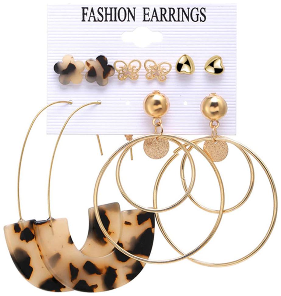 

Jewels Galaxy Stylish Gold Plated Allure 5 Pairs Earrings For Women Girls
