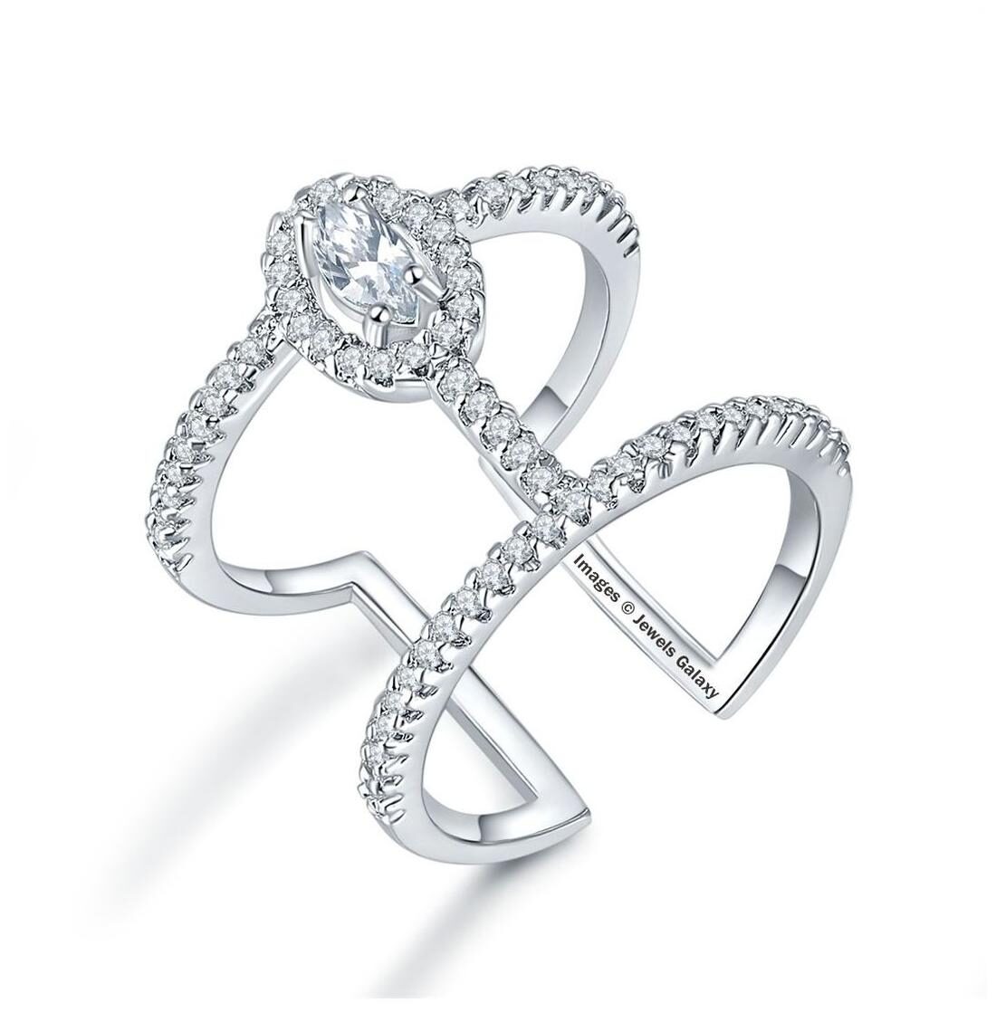 

Jewels Galaxy Swarovski Elements Limited Edition Pure White Stunnig Designed Platinum Plated Ring For Wedding Party