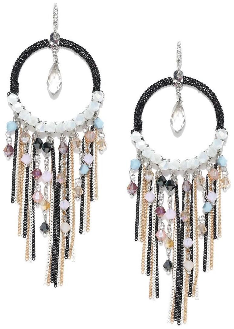

Jewels Galaxy Exclusive Luxuria Edition Sparkling Colors Marvellous Pair Of Onyx Designer Tassel Earrings For Women Girls
