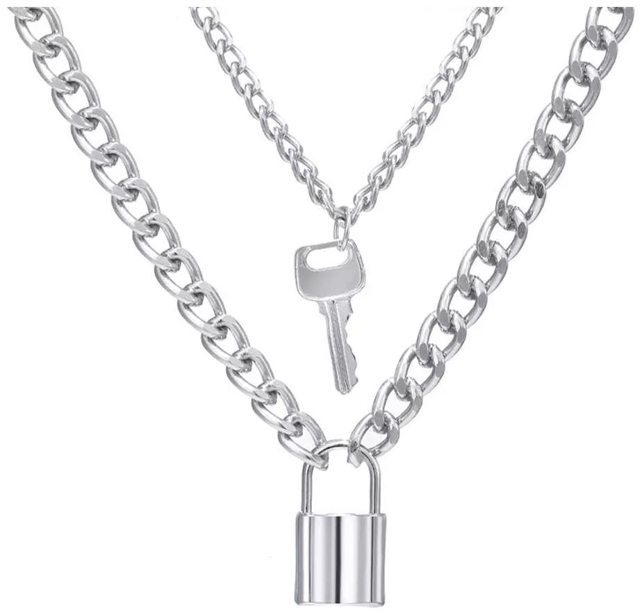 

Jewels Galaxy Stunning Gold Plated Lock Key Design Layered Necklace For Women Girls