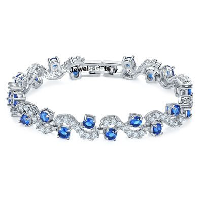 

Jewels Galaxy Rich Royal Blue Crystal High Grade Chain Bracelet For Women