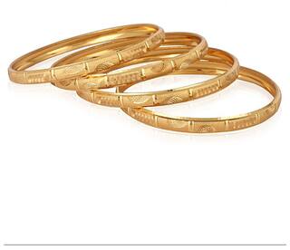 Jewels Galaxy Well Crafted Gold Plated Set Of 4 Bangle Set For Women