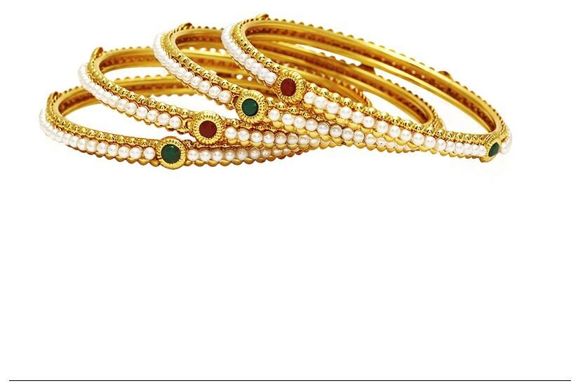 

Jewels Galaxy Designer Pearls Bangles - Set Of 4