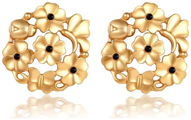 Jewels Galaxy Trendy AAA CZ Floral & Butterfly Design Glitzy Stud Earrings For Women/Girls