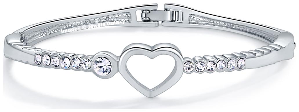 

Jewels Galaxy Limited Love Heart Edition Wonderful Rhodium Plated Charm Bracelet For Women Girls