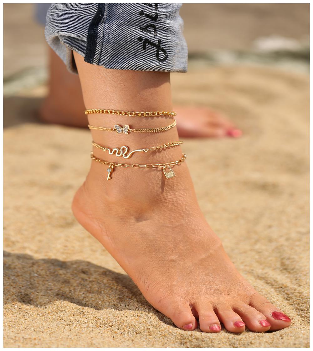 

Jewels Galaxy Limited Edition Vintage Style Multi-Layered Gold Plated Fashion Anklet For Women Girls