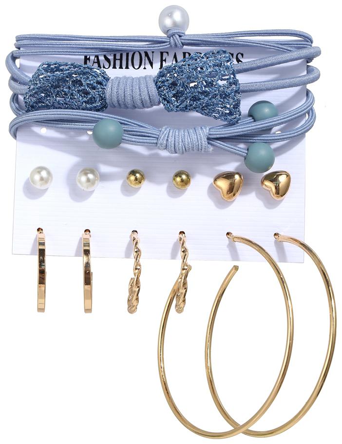 

Jewels Galaxy Mesmrizing Gold Plated 6 Pairs Earrings With 3 Hair Bands For Women and Girls