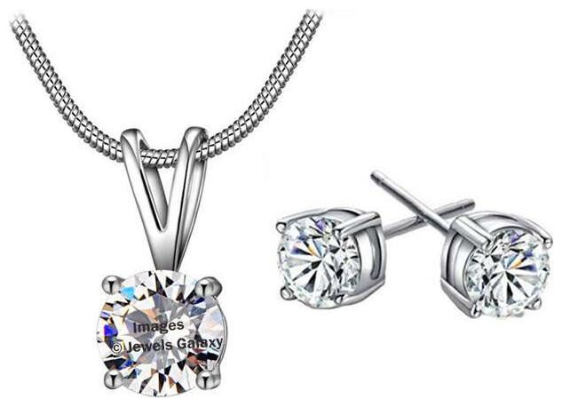

Jewels Galaxy Crystal Elements Limited Edition Delicate Designed Platinum Plated Splendid White Pendant Set For Women Girls