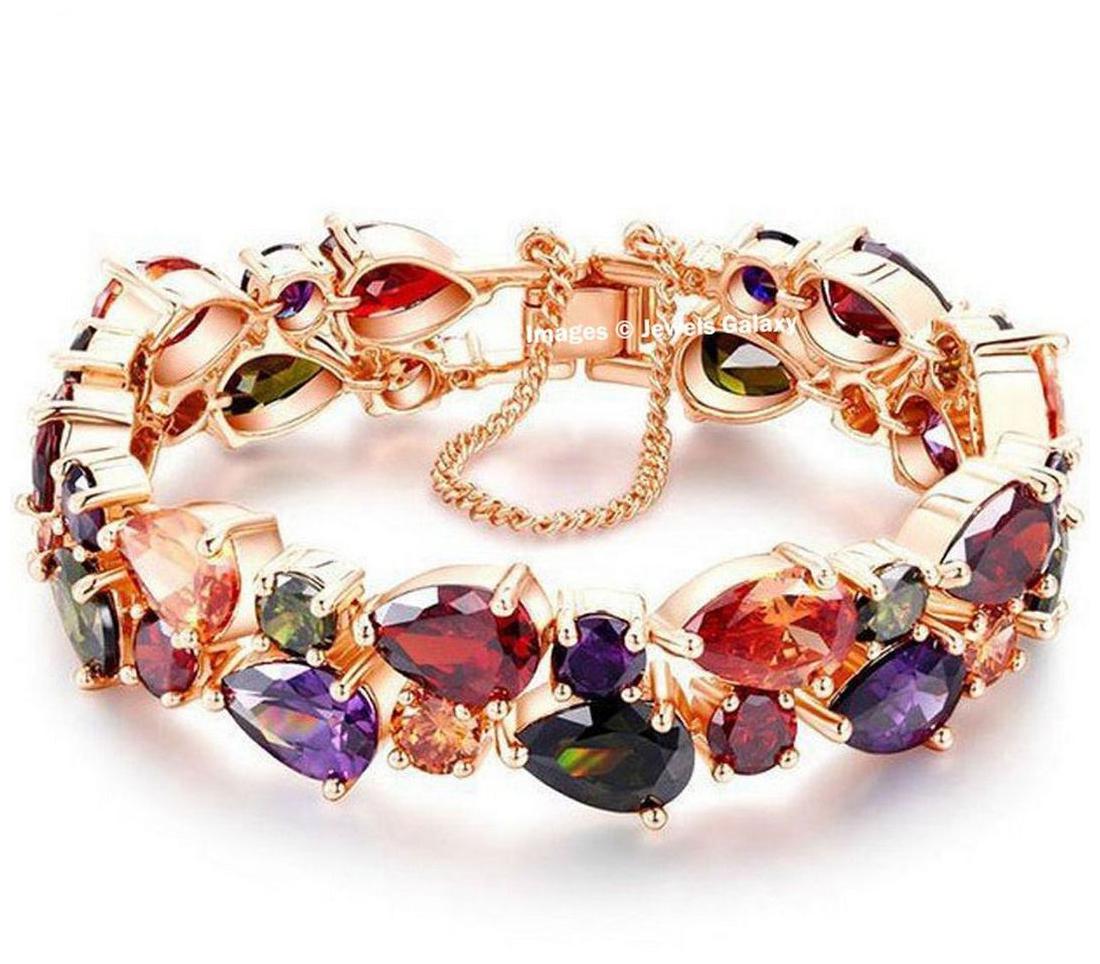 

Jewels Galaxy Glamorous Sparkling Colors AAA Swiss Cubic Zirconia 18K Rosegold Plated Splendid Bracelet For Wedding Party