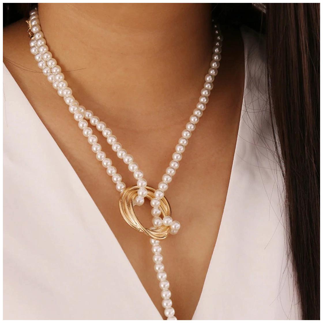 

Jewels Galaxy Stunning Pearls Gold Plated Trendy Necklace For Women Girls