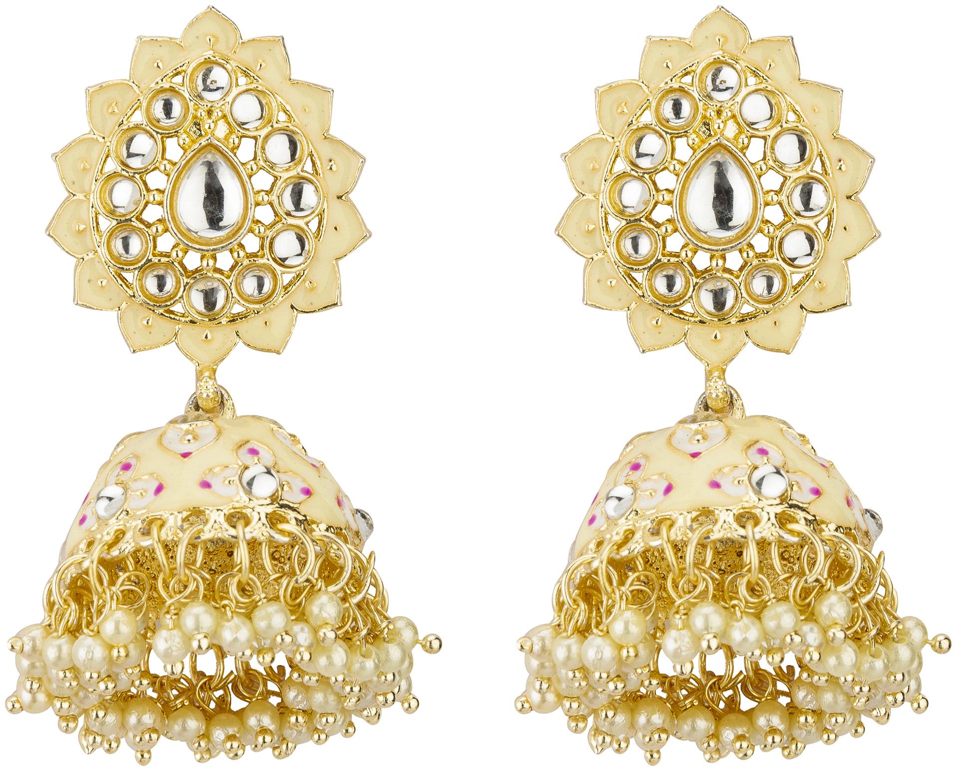 

Jewels Galaxy Gold Plated Pearl Off White Jhumki Earrings