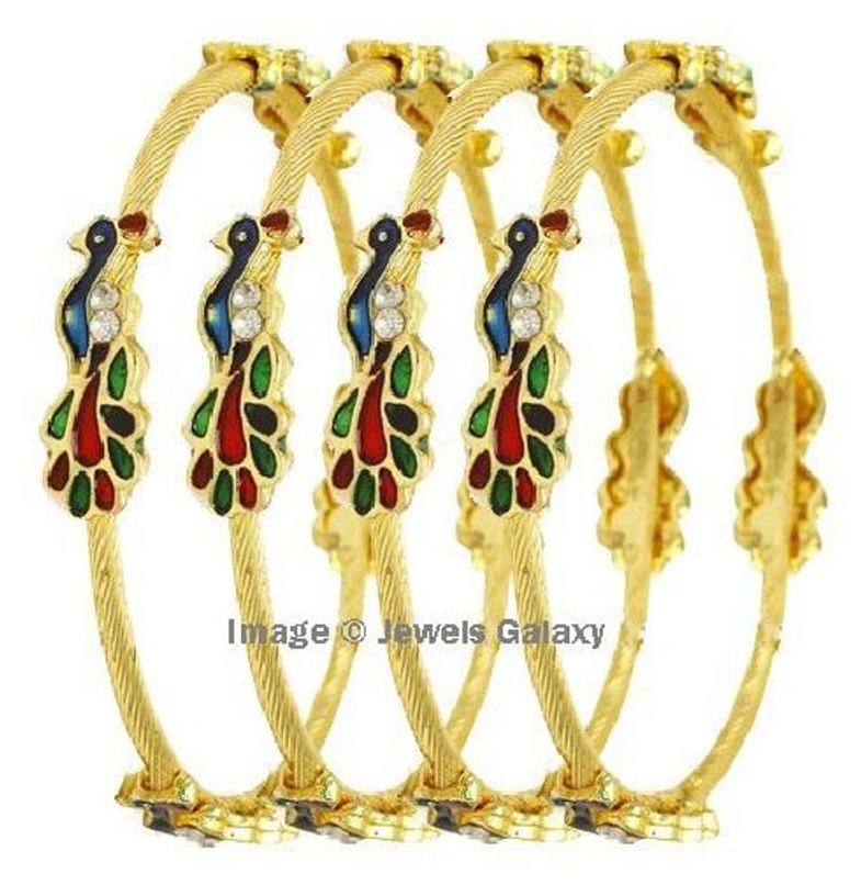 

Jewels Galaxy Elegant Gold Plated Mayur Bangles For Women