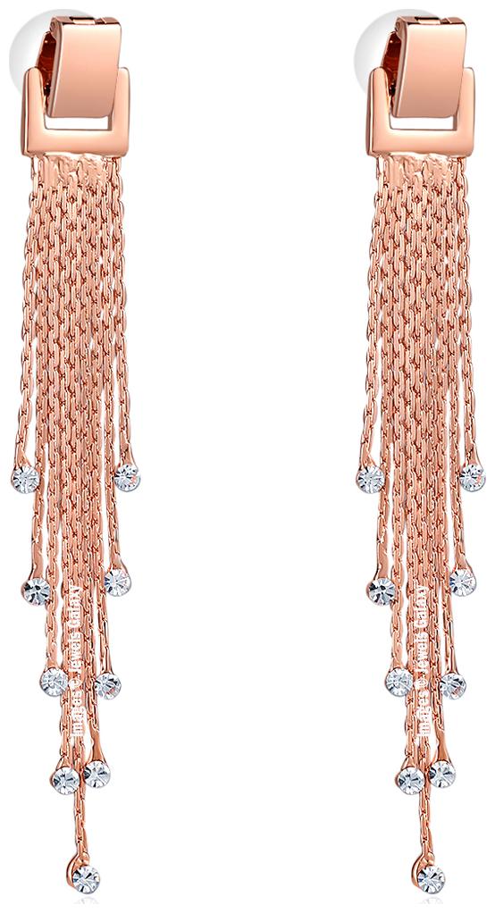 

Jewels Galaxy Luxuria Edition Splendid AAA Swiss CZ 18k Rosegold Plated Tantalizing Long Chain Drop Earrings For Women Girls