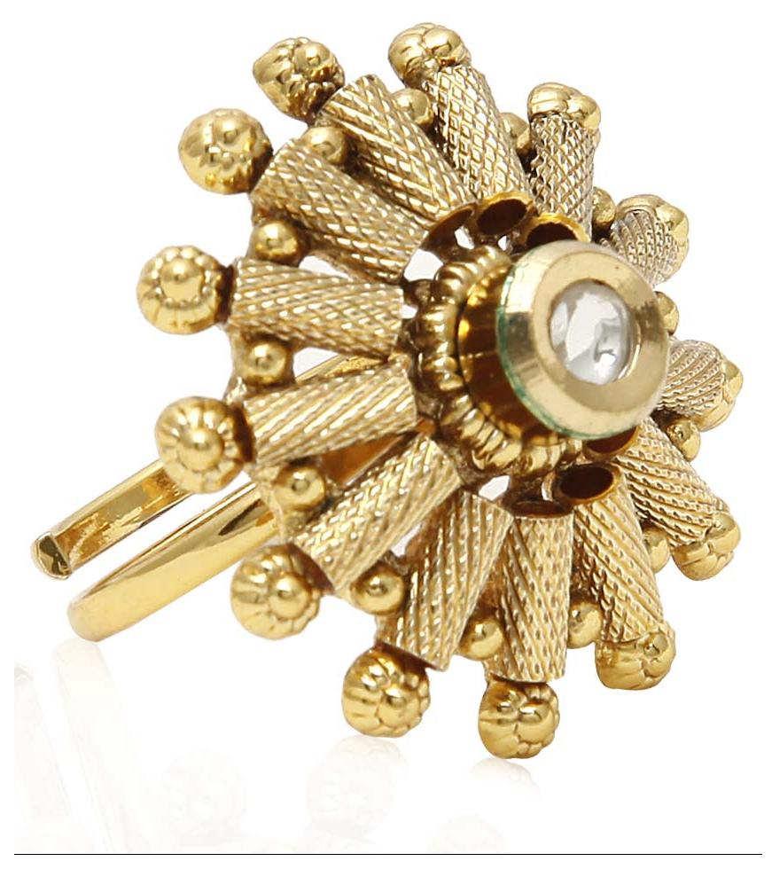 

Jewels Galaxy Hand Crafted Just Like Gold Kundan Free Size Ring