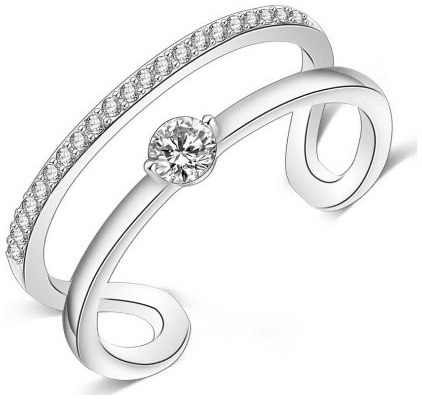 

Jewels Galaxy Elegant AAA Swiss Cubic Zirconia Gracious Silver Plated Ring for Women Girls