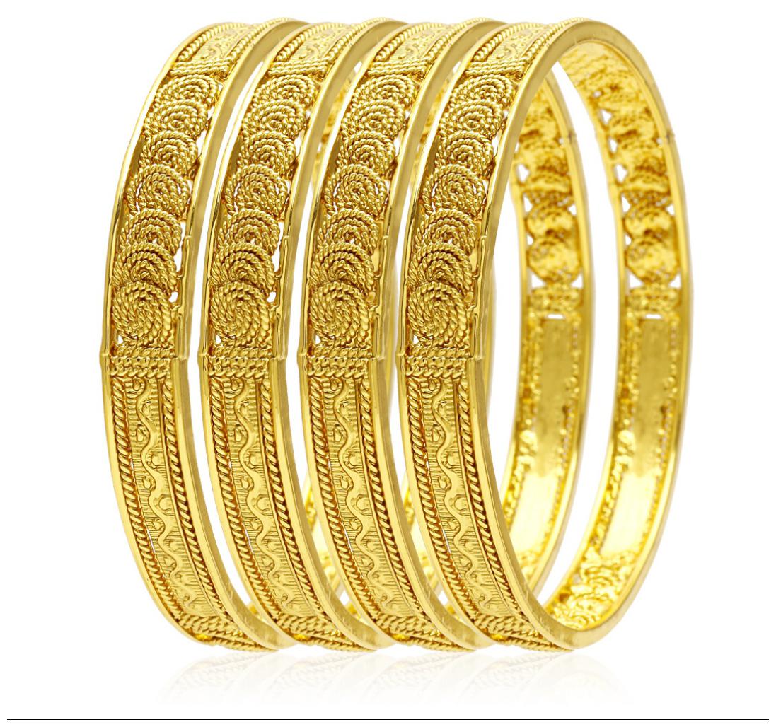 

Jewels Galaxy Broad Design Gold Plated Bangles - Set Of 4