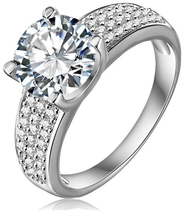

Jewels Galaxy Luxuria Exclusive Circular Ring AAA Cubic Zircon Platinum Plated Micro Inlay Rings for Women Girls