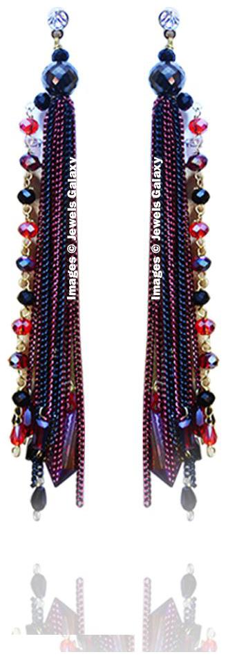 

Jewels Galaxy Exclusive Luxuria Lightweight Hook Wonderful Pair Of Colorful Onyx Chains Tassel Earrings For Women Girls