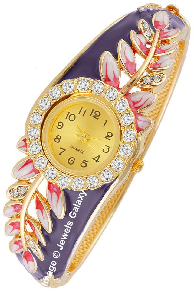 

Jewels Galaxy Luxuria Enamel AD Leaf Designer Limited Edition Stunning Charm Bracelet For Women Girls