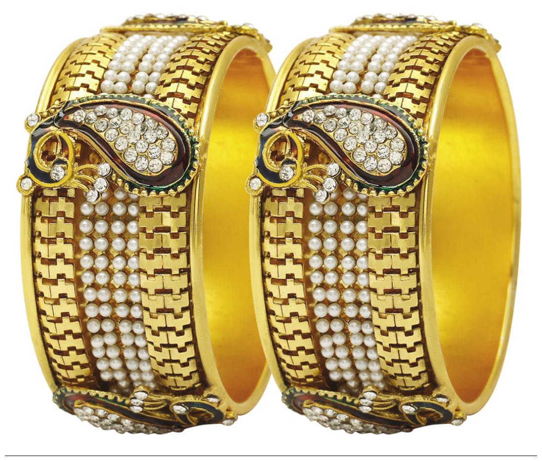 

Jewels Galaxy Broad Mayur Designer Pearls Bangles - Set Of 2