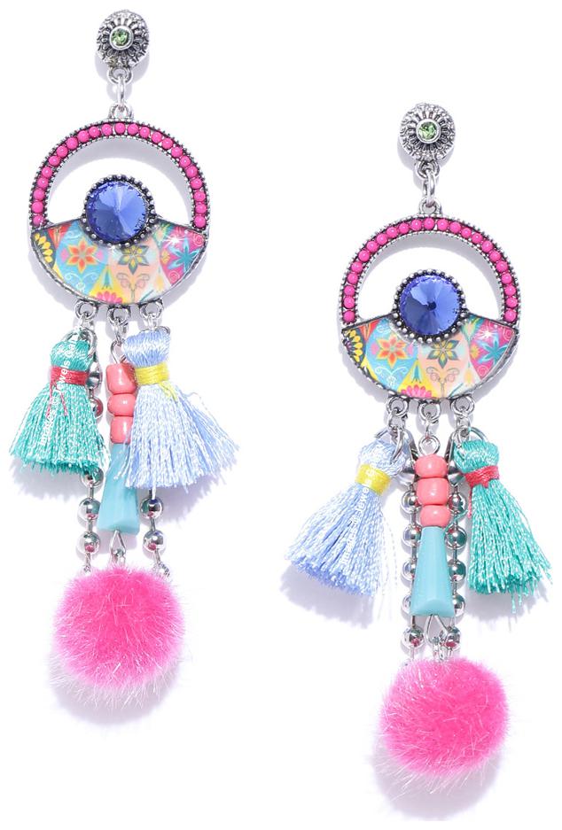 

Jewels Galaxy Delicate Design Crystal Tassel Design Gold Plated Fascinating Chain Drop Earrings For Women Girls