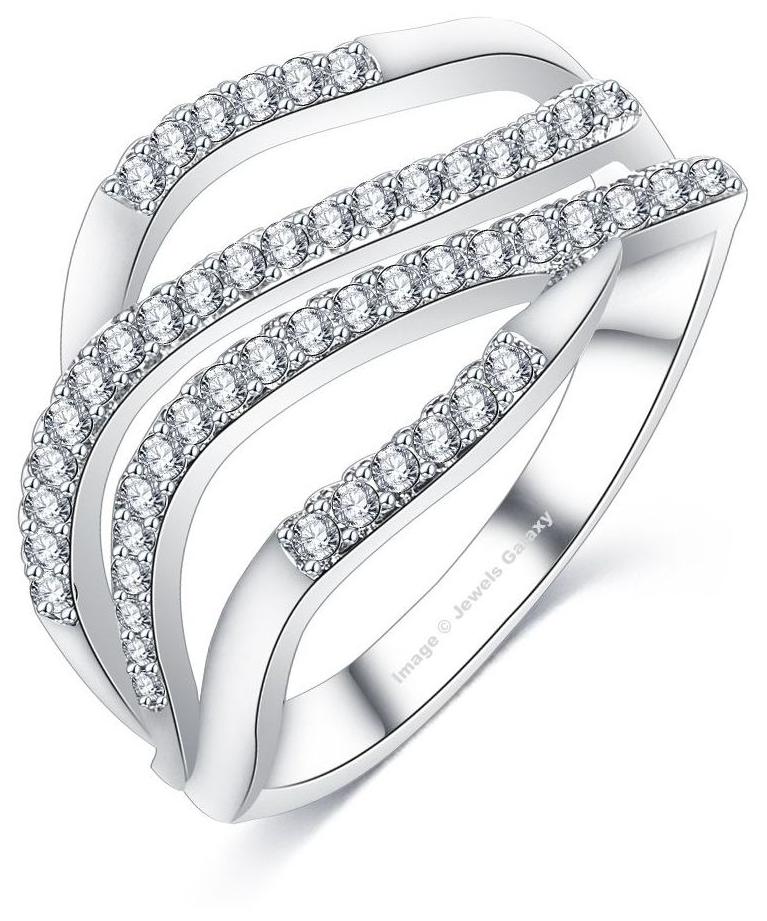 

Jewels Galaxy Luxuria Solitaire High Quality Platinum Plated AAA Zircon Fashion Jewellery Eternity Rings