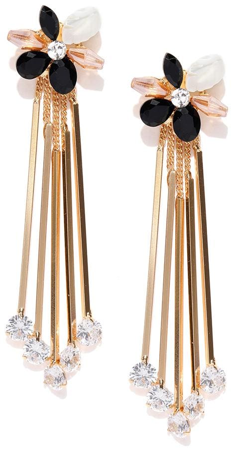 Jewels Galaxy Luxuria Elegant Cubic Zirconia 18K Rose Gold Plated Attractive Drop Stick Earrings For Women/Girls