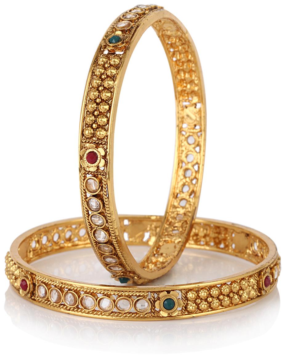 

Jewels Galaxy Pleasing Gold Plated Polki Bangles