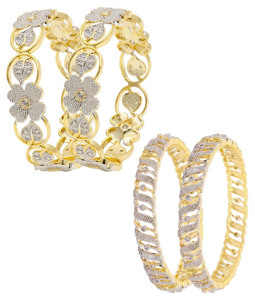 

Jewels Galaxy Combo Of Premium Elegant Bangle Set Of 4 American Diamond Bangles